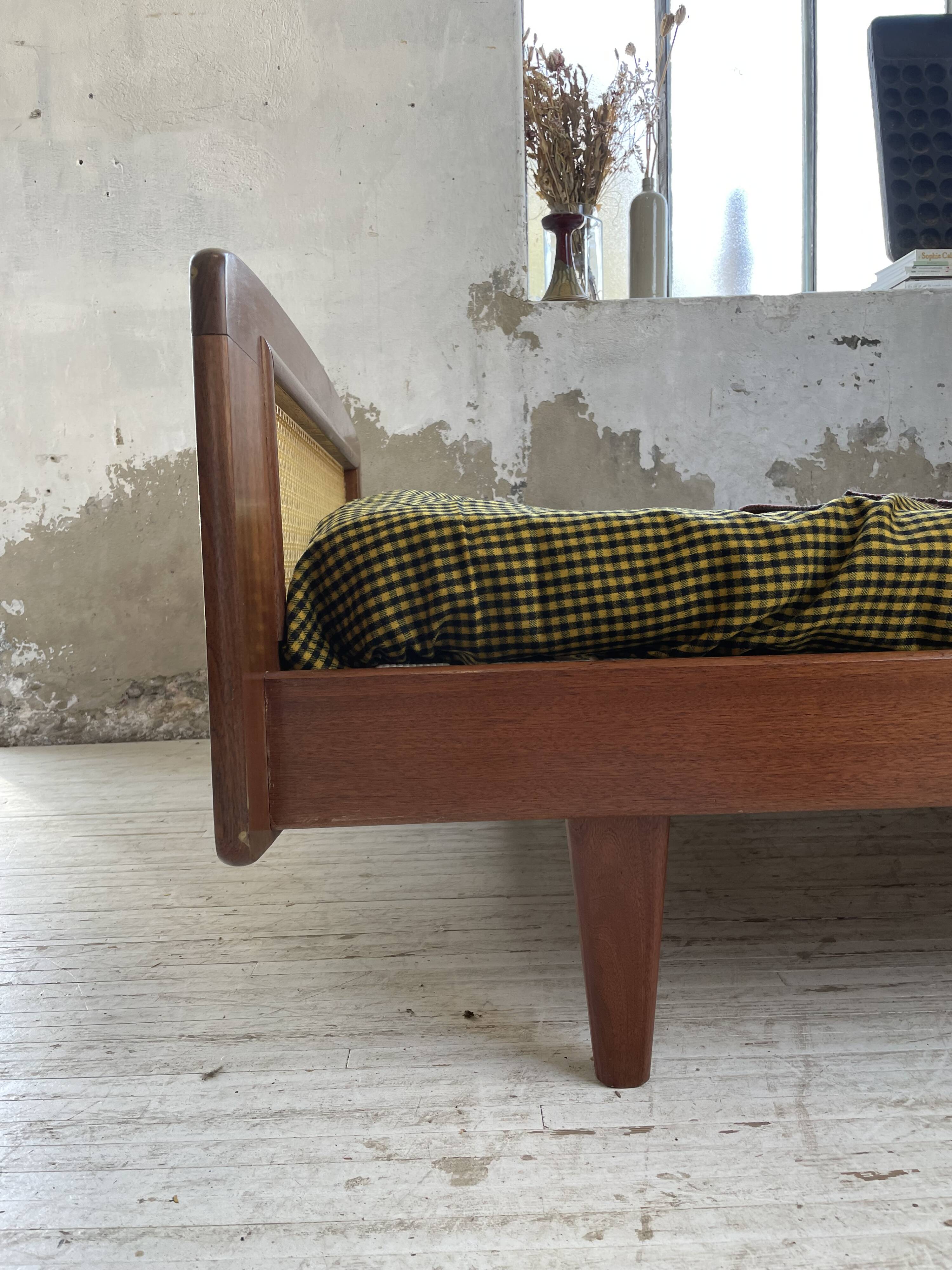 Lit Roset SNA teck et cannage 1 place