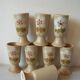 Old 8 mazagrans coffee service in stoneware with floral flower decoration 14 cm kitchen decor
