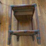 Ensemble bureau et chaise et table gigogne rotin
