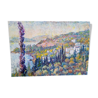 Gouache sur carton de paysage provençale
