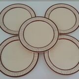 5 assiettes à dessert et plat faïencerie Longchamp modèle Colmar années 50