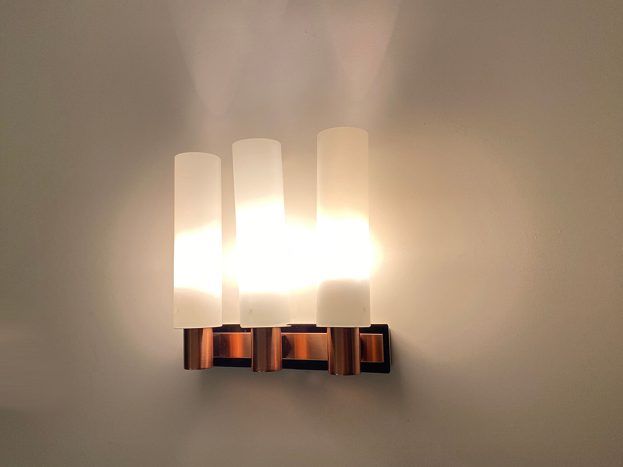 Vintage Scandinavian Triple Plique, 60s, Copper Glass
