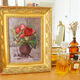 Oil on still-life canvas bouquet of flowers by Anfrey-Monin