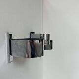 Pair of vintage wall lights, curved chrome metal, France 1970