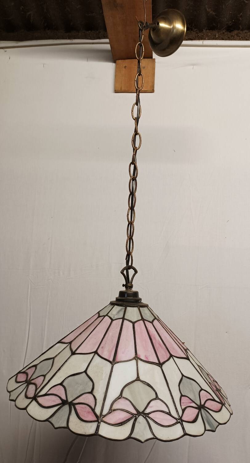 Antique vintage stained glass chandelier