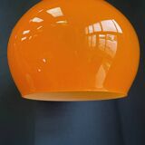 Vintage suspension in orange opaline – retro 70s design chandelier.