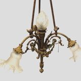 Louis XVI style chandelier in bronze and frosted glass 20th century