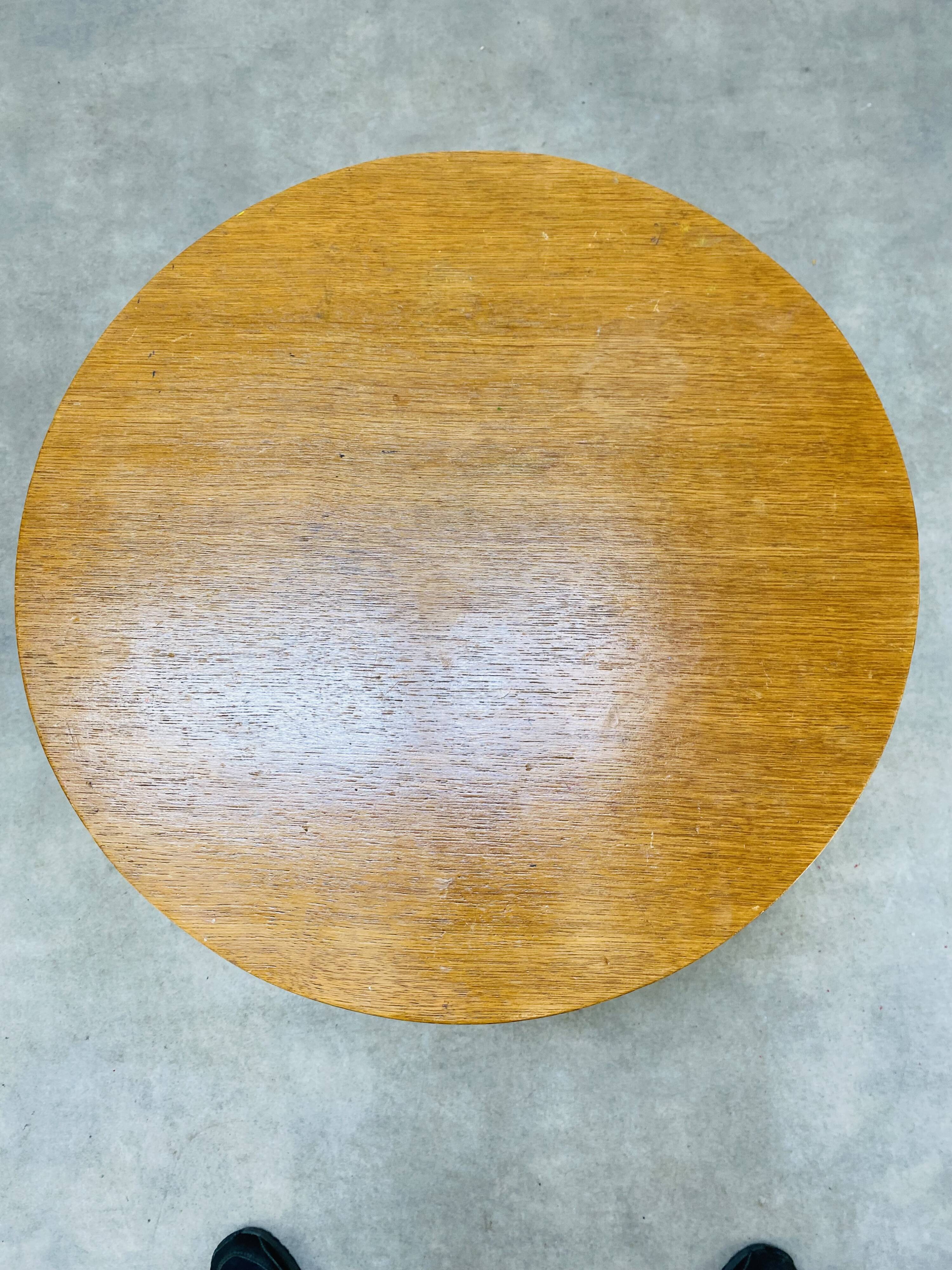 50's vintage wooden tripod side table with compass base