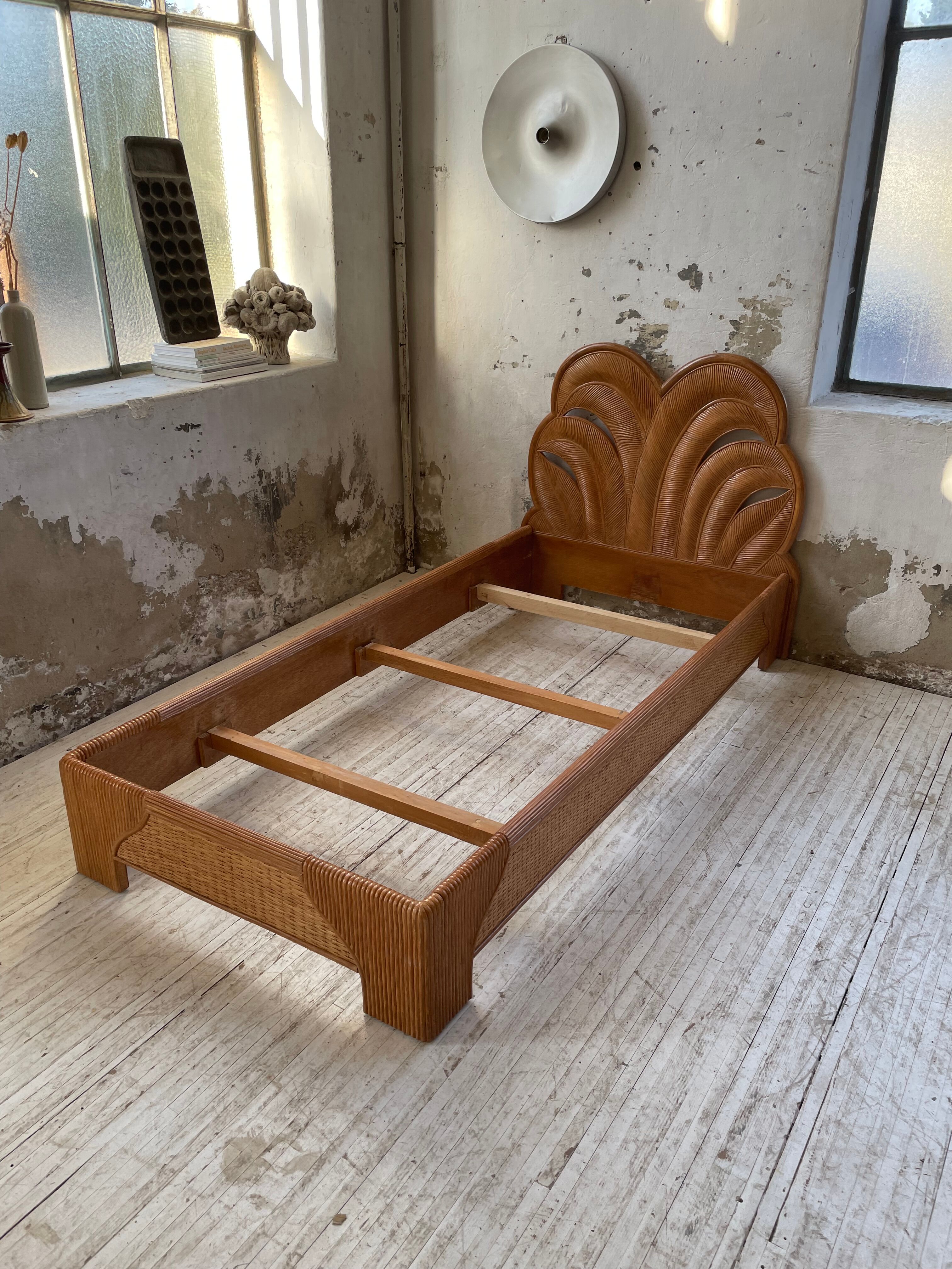 Bed 1 place "palm" wicker and rattan Vivai Del Sud