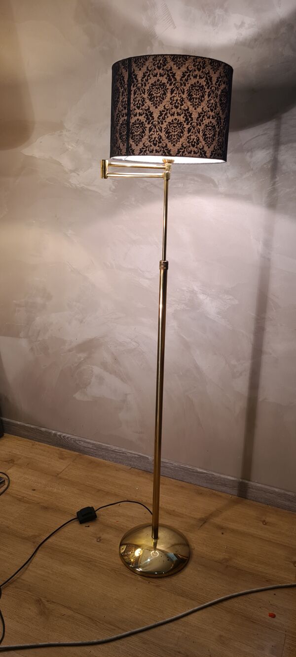 Lampadaire chrome or liseuse deluxe sur pied vintage 1980  reglable   hauteur   et inclinable