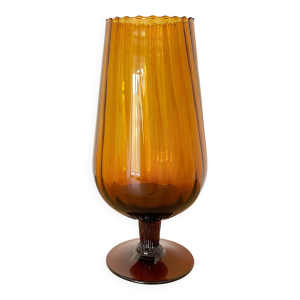 Grand vase couleur ambre des années 60