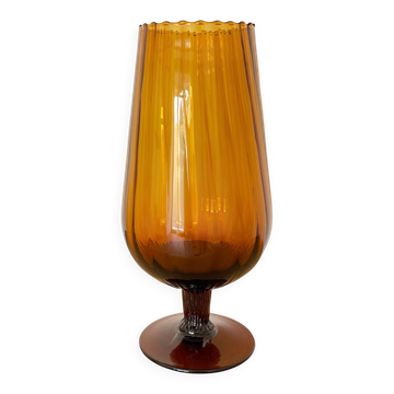 Grand vase couleur ambre des années 60