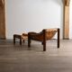 Fauteuil Amazonas avec repose-pieds en cuir cognac par Jean Gillon Brésil