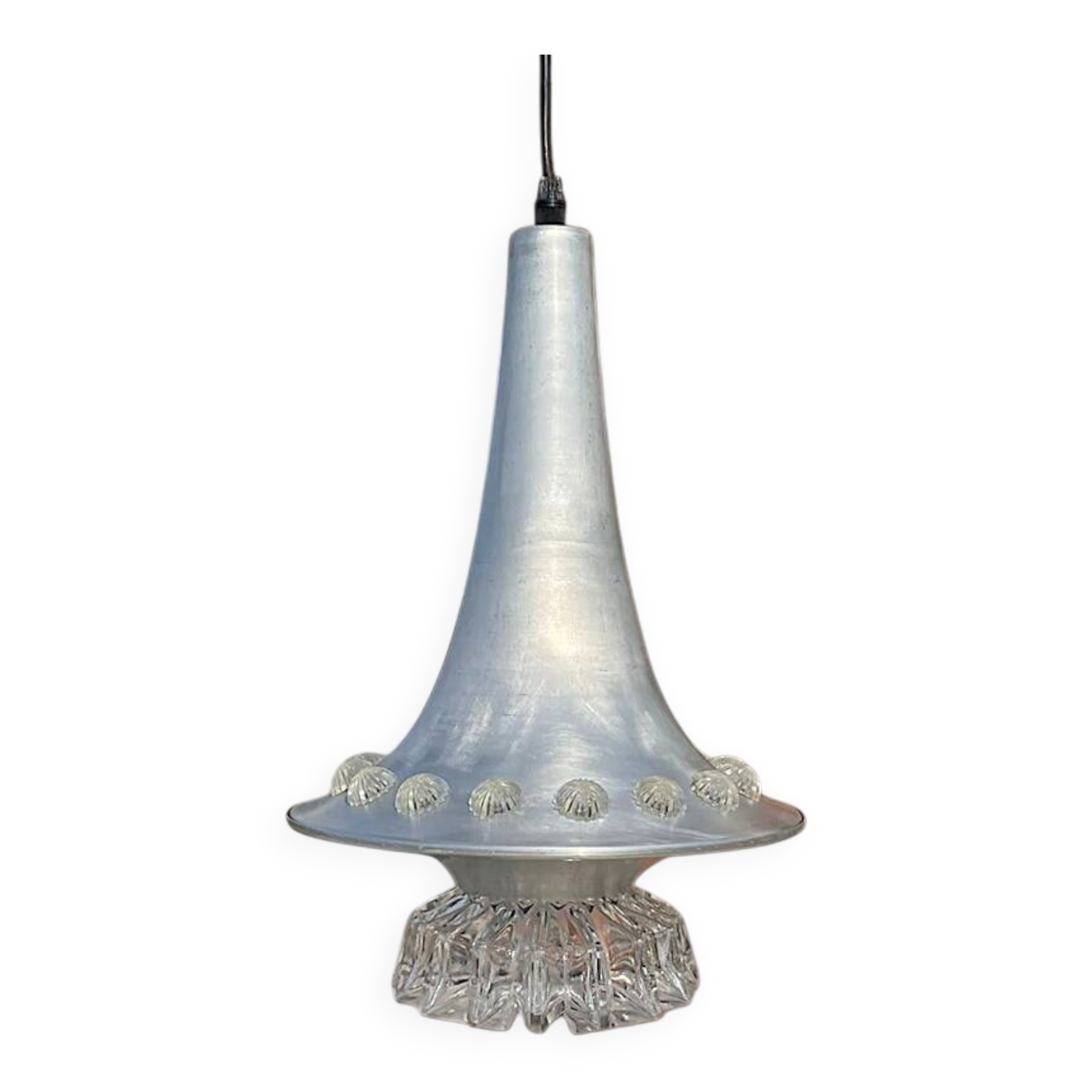 Space Age silver aluminium hanging lamp