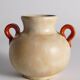 Art Deco Ceramic Beige Vase with Red Handles by Anna-Lisa Thomson, Upsala Ekeby