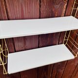 Vintage modular wall shelf, metal and brass, circa 1960s