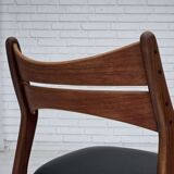 1960s, set of 4 reupholstered Danish dining chairs, design by Erik Buck.