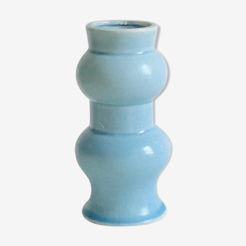 Vase vintage en céramique bleu glacé