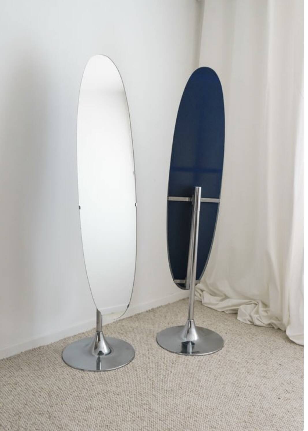 Space age standing mirror