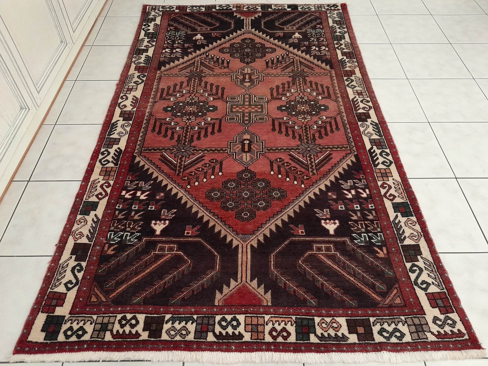 Handmade Persian Hamadan rug 215x130cm