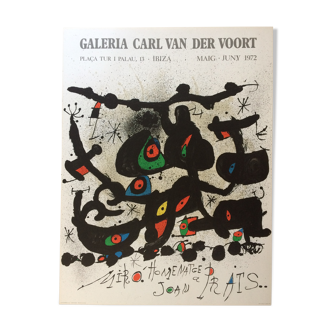 Affiche originale éditée en lithographie Joan Miro,  Homenatge a Joan Prats, 1972