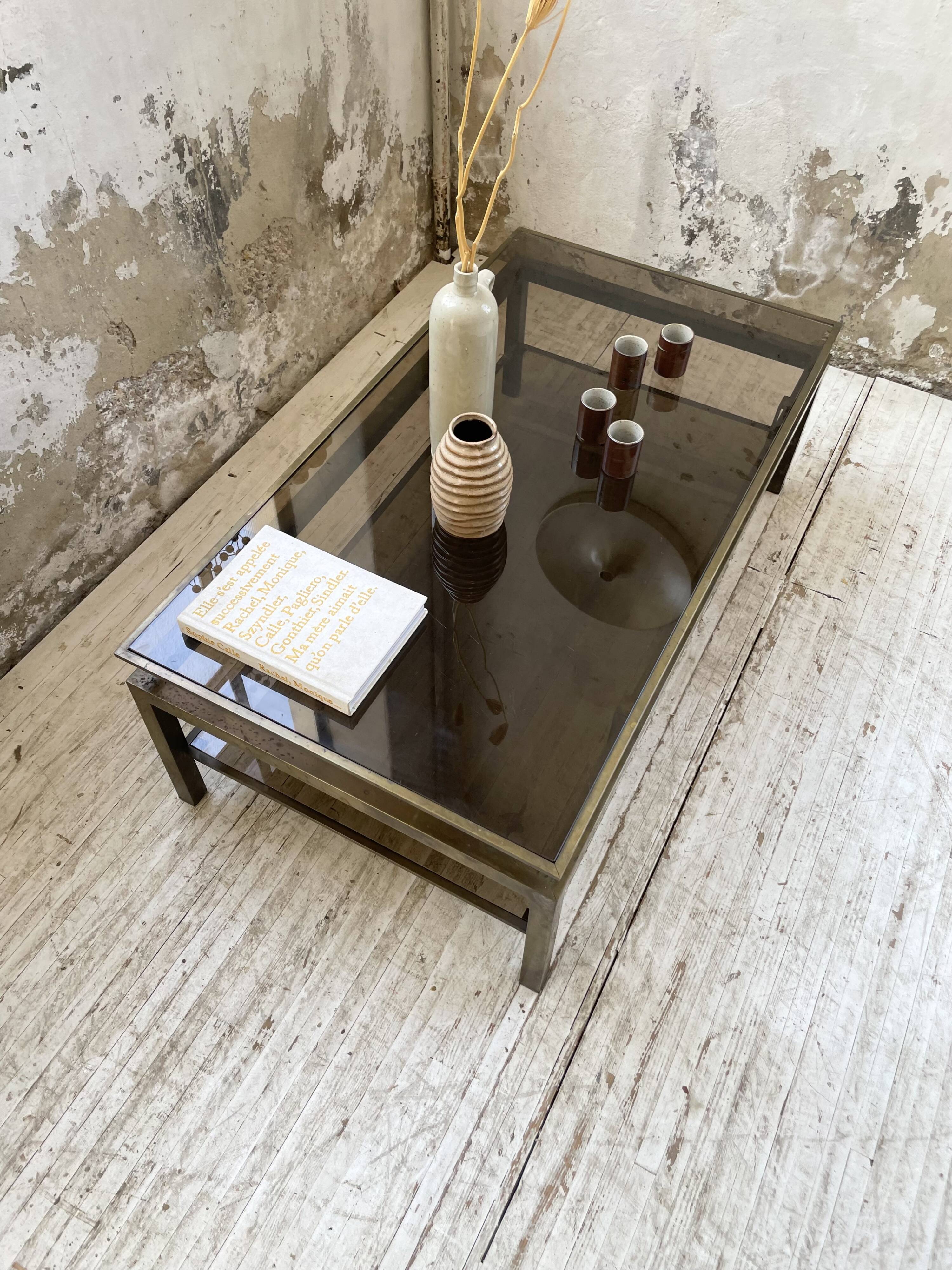 Brass coffee table attributed to Guy Lefevre for Maison Jansen