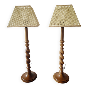 Paire de lampes hautes - bois