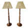 Pair of tall turned wooden lamps