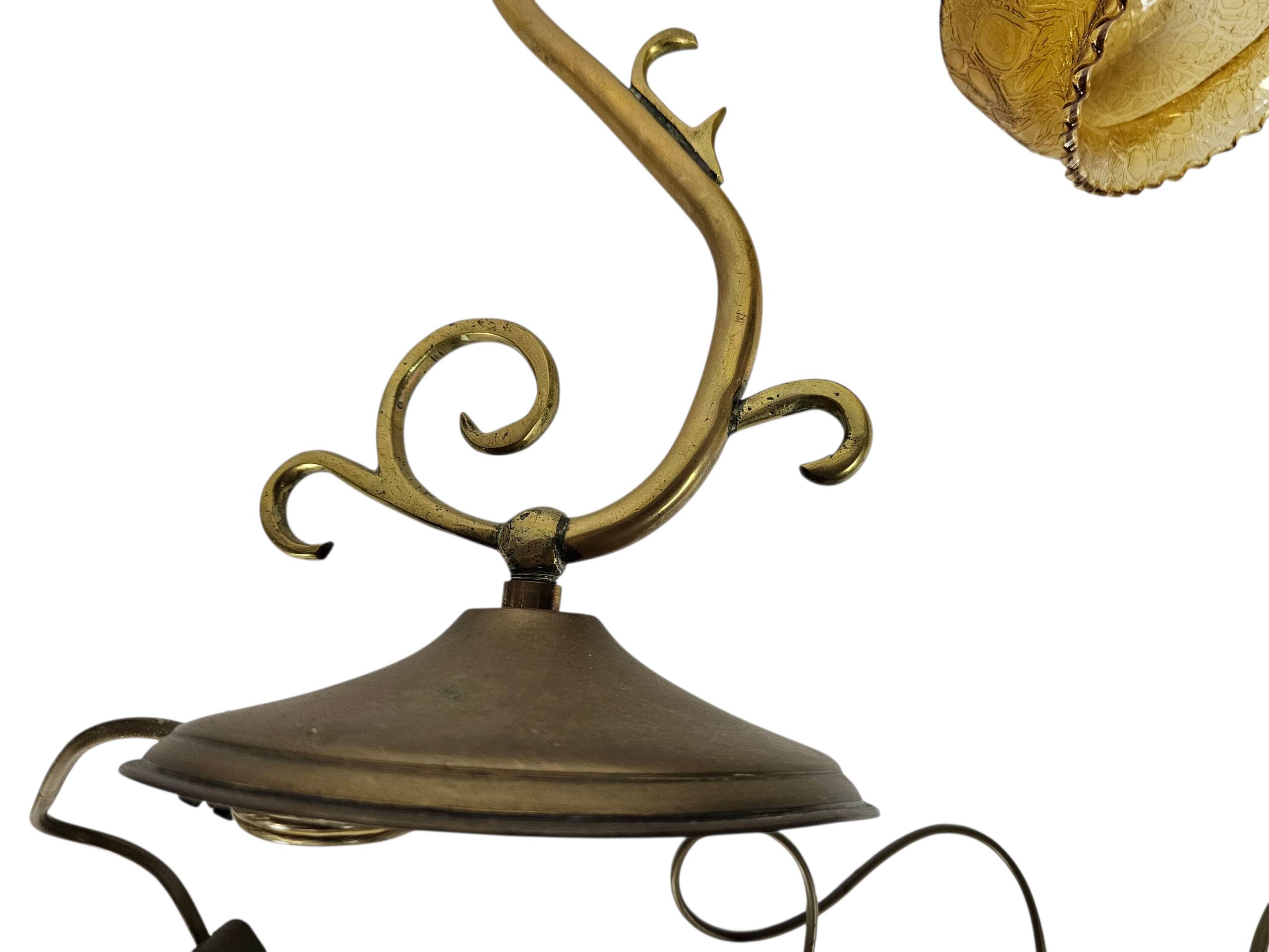 Table lamp - brass - glass - Hollywood Regency style - 70's