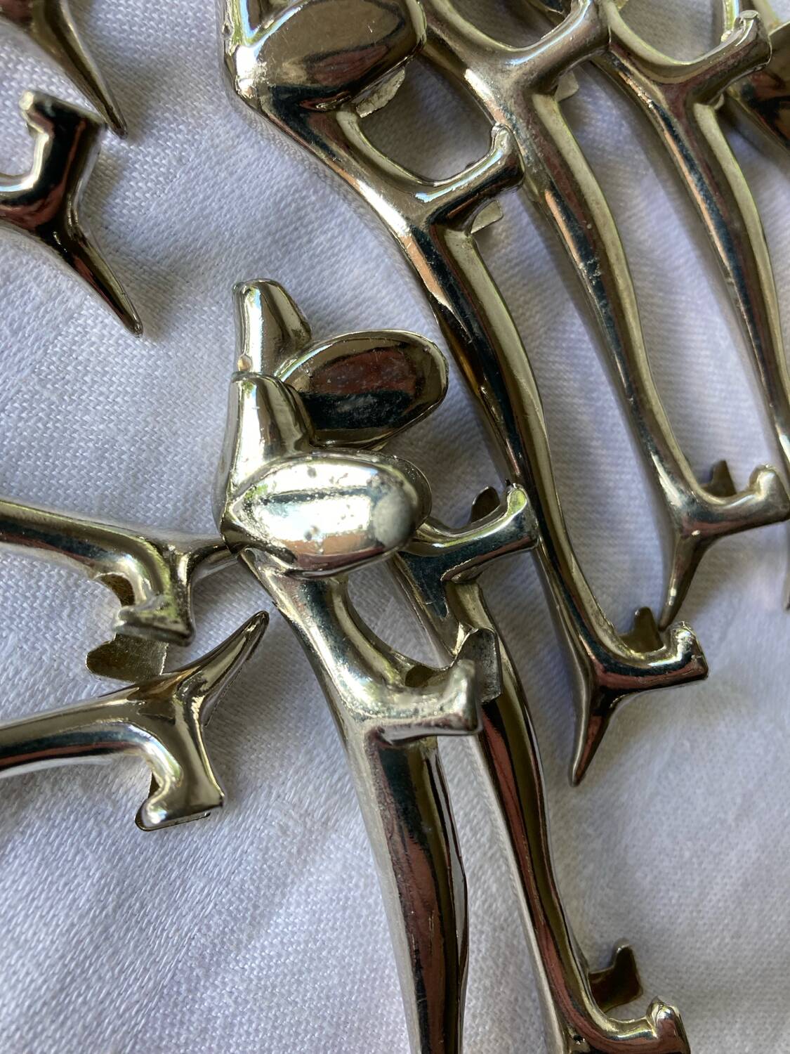 Vintage silver metal dachshund knife holder