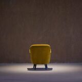 Vintage yellow velvet armchair, France 1960s