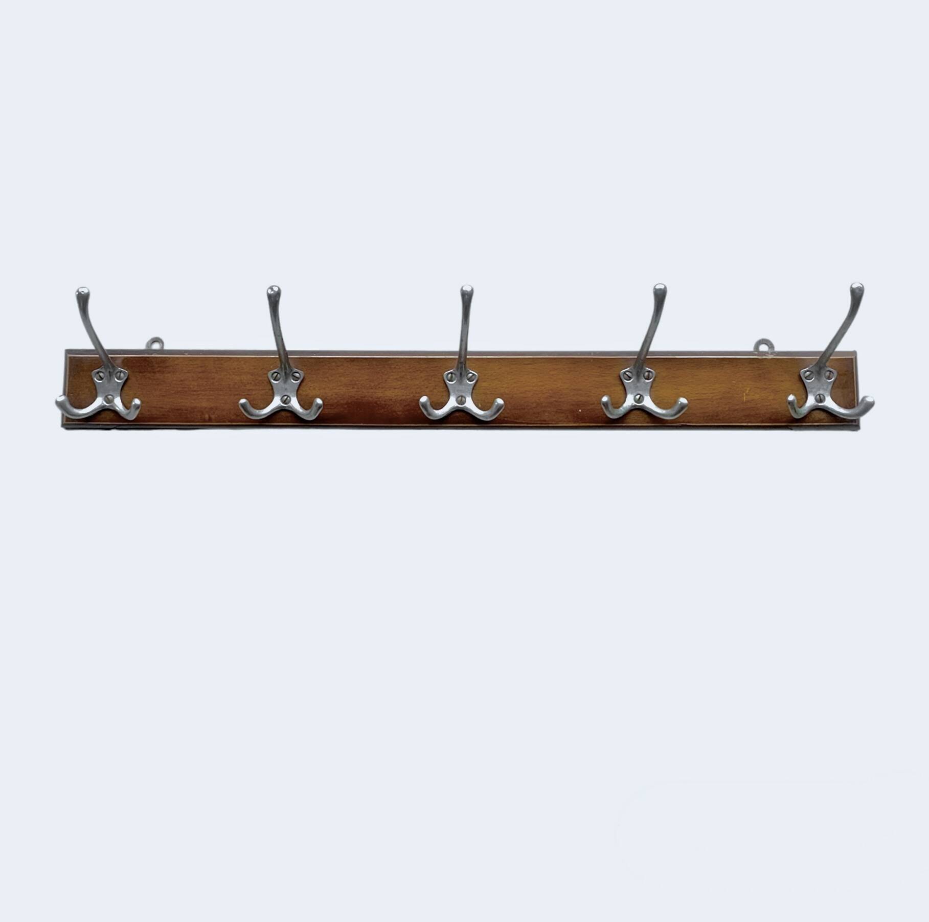 Vintage wooden wall coat rack - 5 hooks
