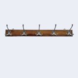 Vintage wooden wall coat rack - 5 hooks