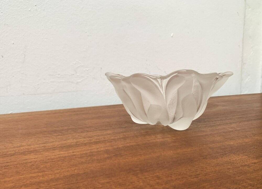 Vintage heavy floral glass bowl from Walther Glas, 1970s.