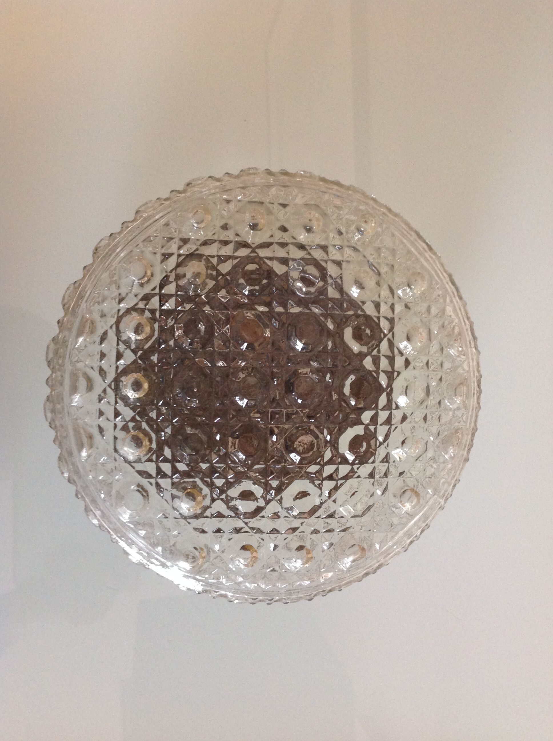 Round ceiling lamp in bubbled glass vintage 60s 70s