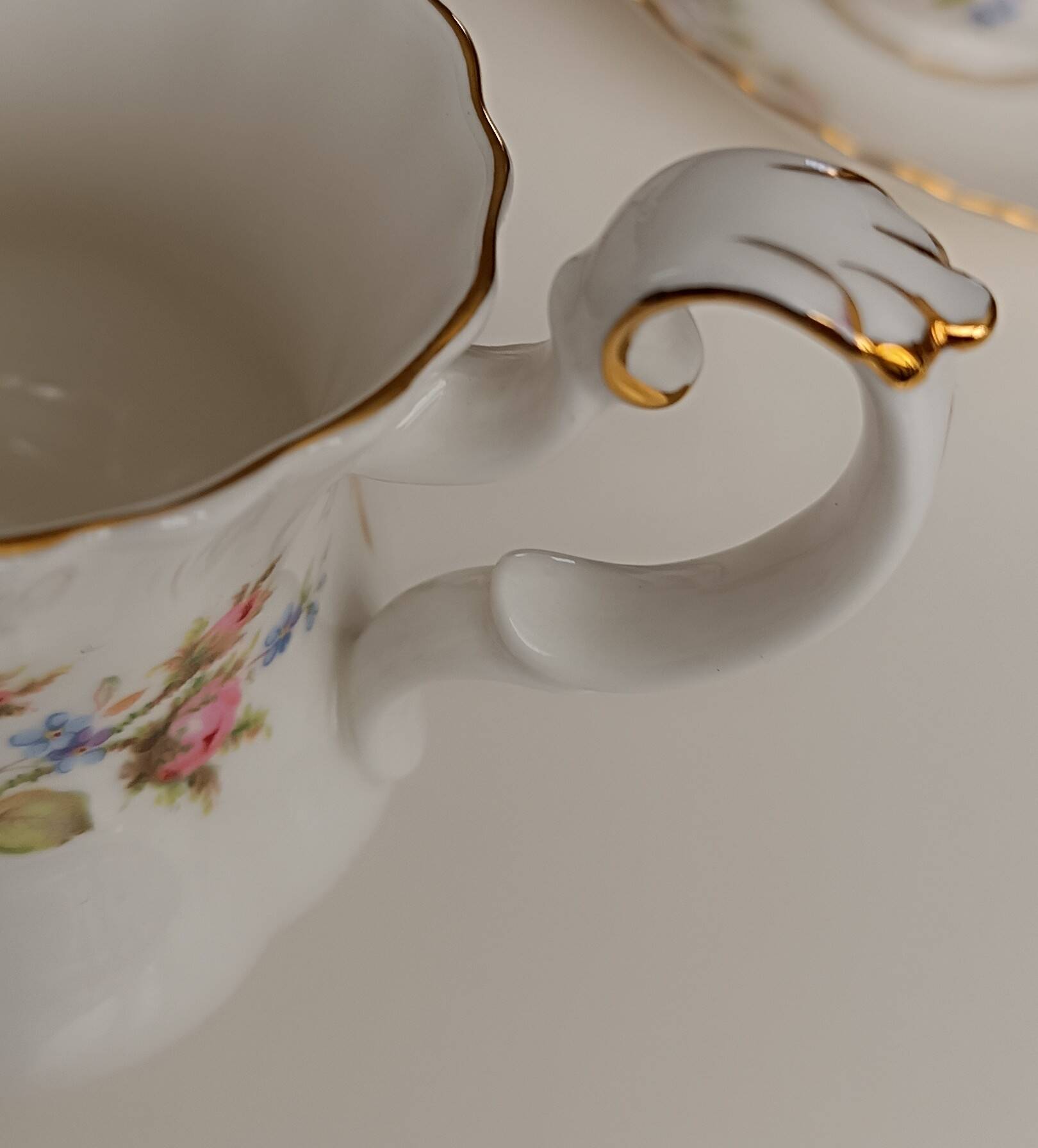 Royal Albert English porcelain set of 2 cups, saucers, and milk jug.