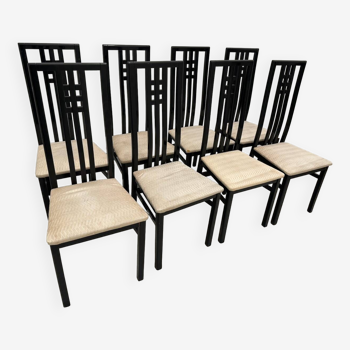 8 black lacquered chairs
