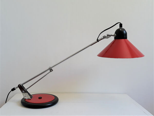Lampe vintage Aluminor rouge