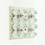 Applique murale florale XL des années 1960 en verre et chrome par Sische.