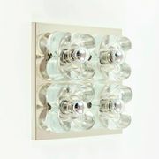 XL Mid Century floral wall light in glass and chrome by Sische, 1960s.