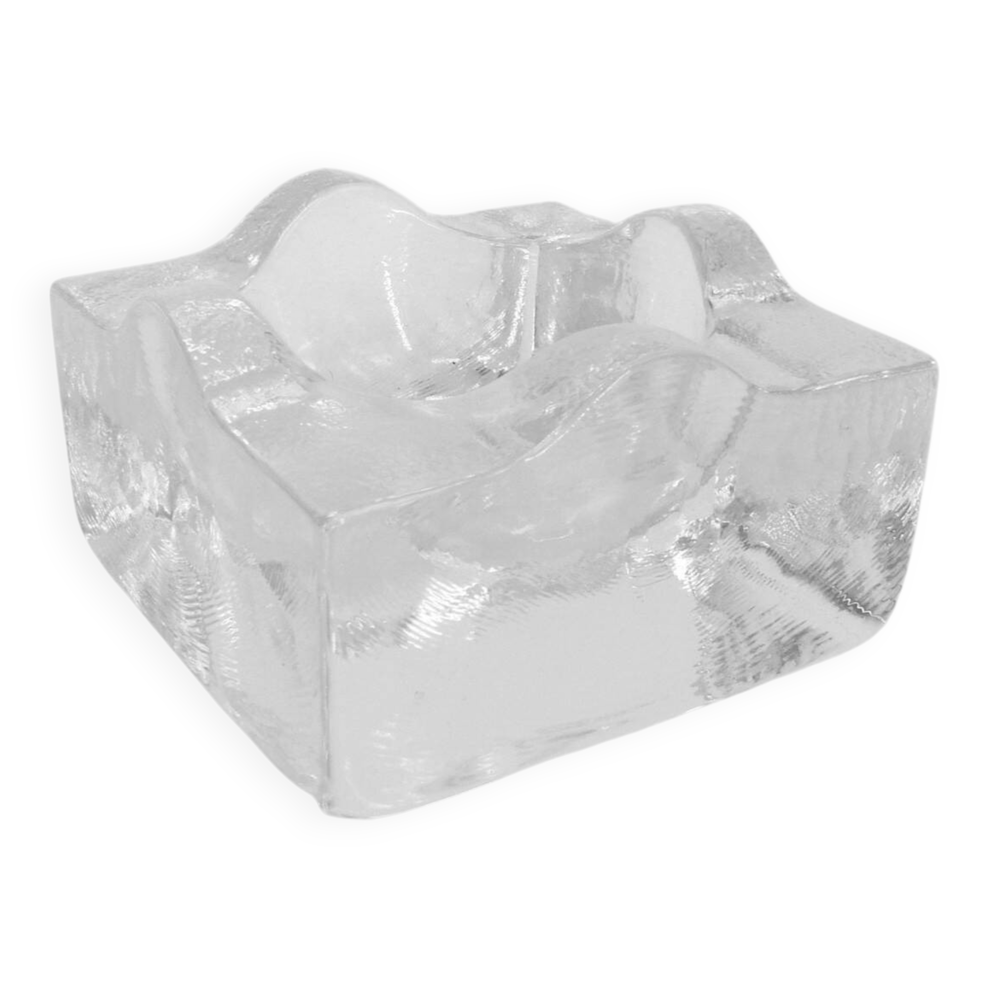 Sculptural ashtray in clear glass, Puzzle model, design Bertil Vallien, B