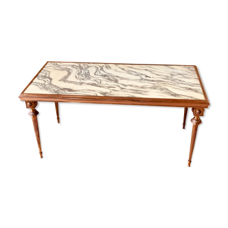 A mid-century marble top and brass frame coffee and cocktail table, circa 1960s