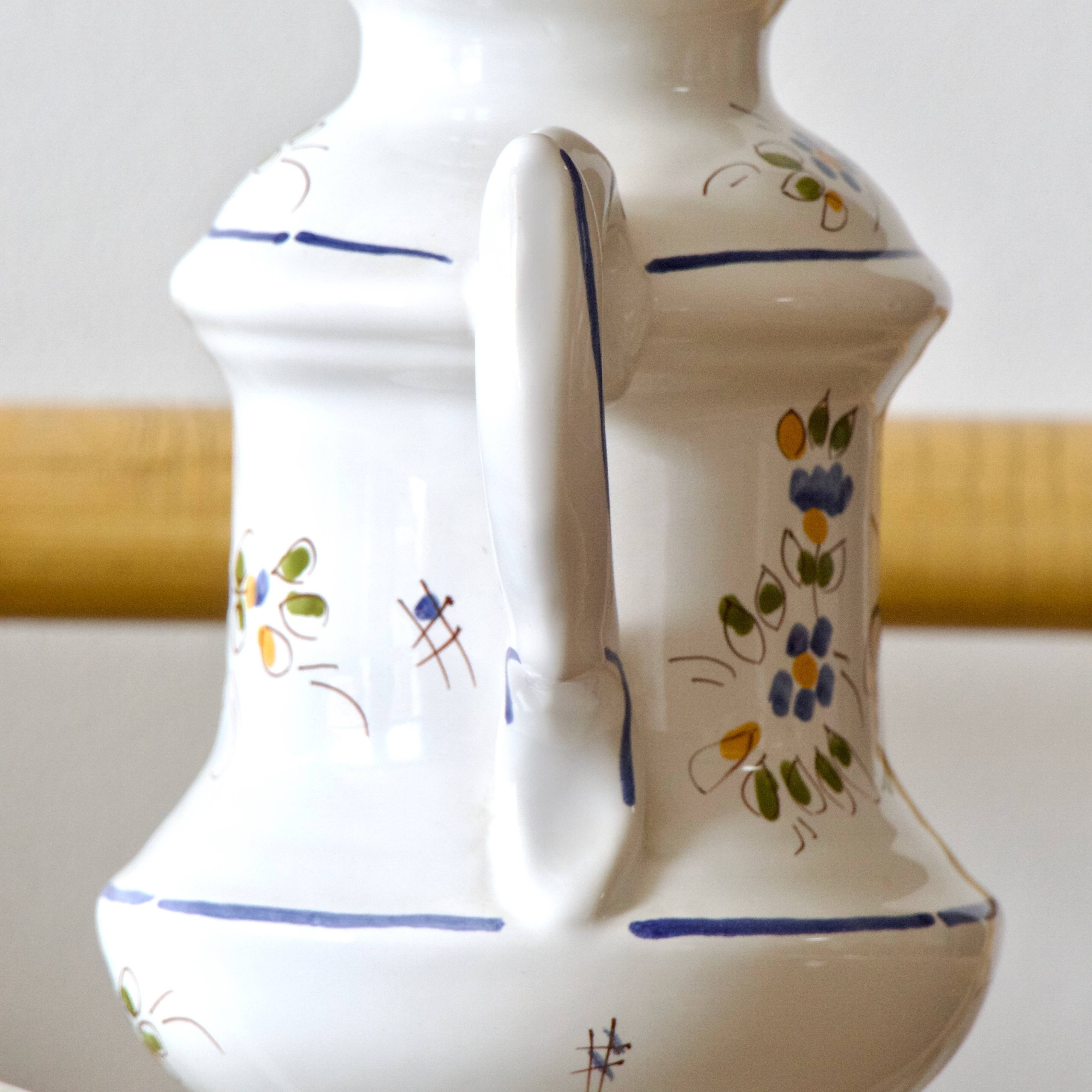 Large handcrafted earthenware lamp from Moustiers