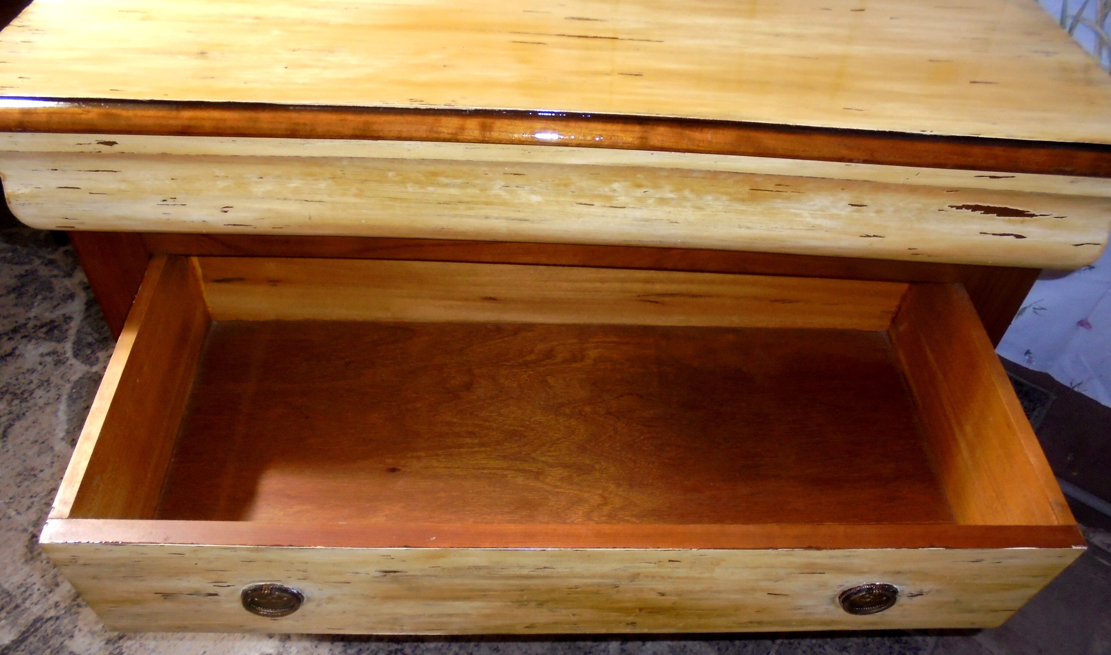 Wood and paint chest of drawers