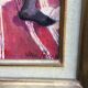 Jean Pesce. Nude with flowered sheets. Oil panel signed and framed