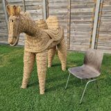 Hand crafted straw donkey, Marocco 1970s