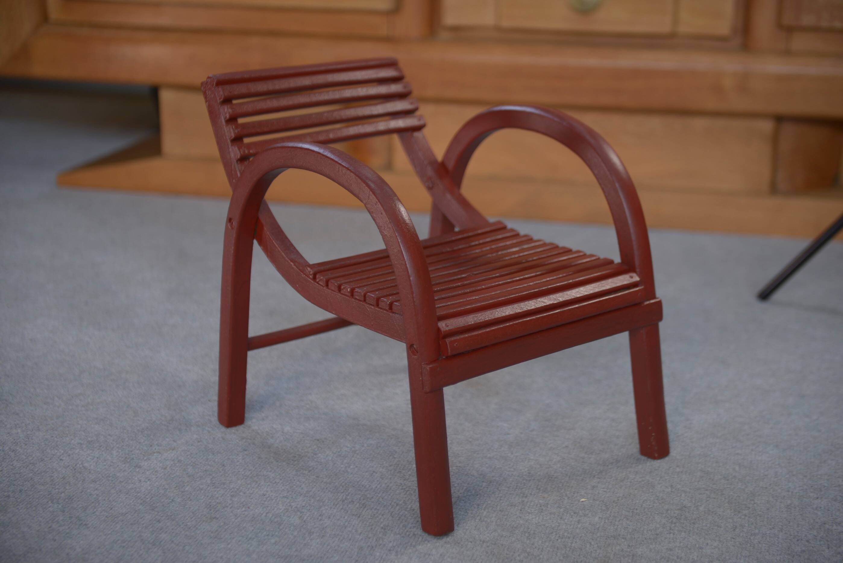BAUMANN 1930s theatre red bentwood children's chair