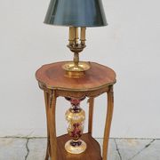 Selette pedestal side table Louis XV style with decorated marquetry and rosewood - 1900s
