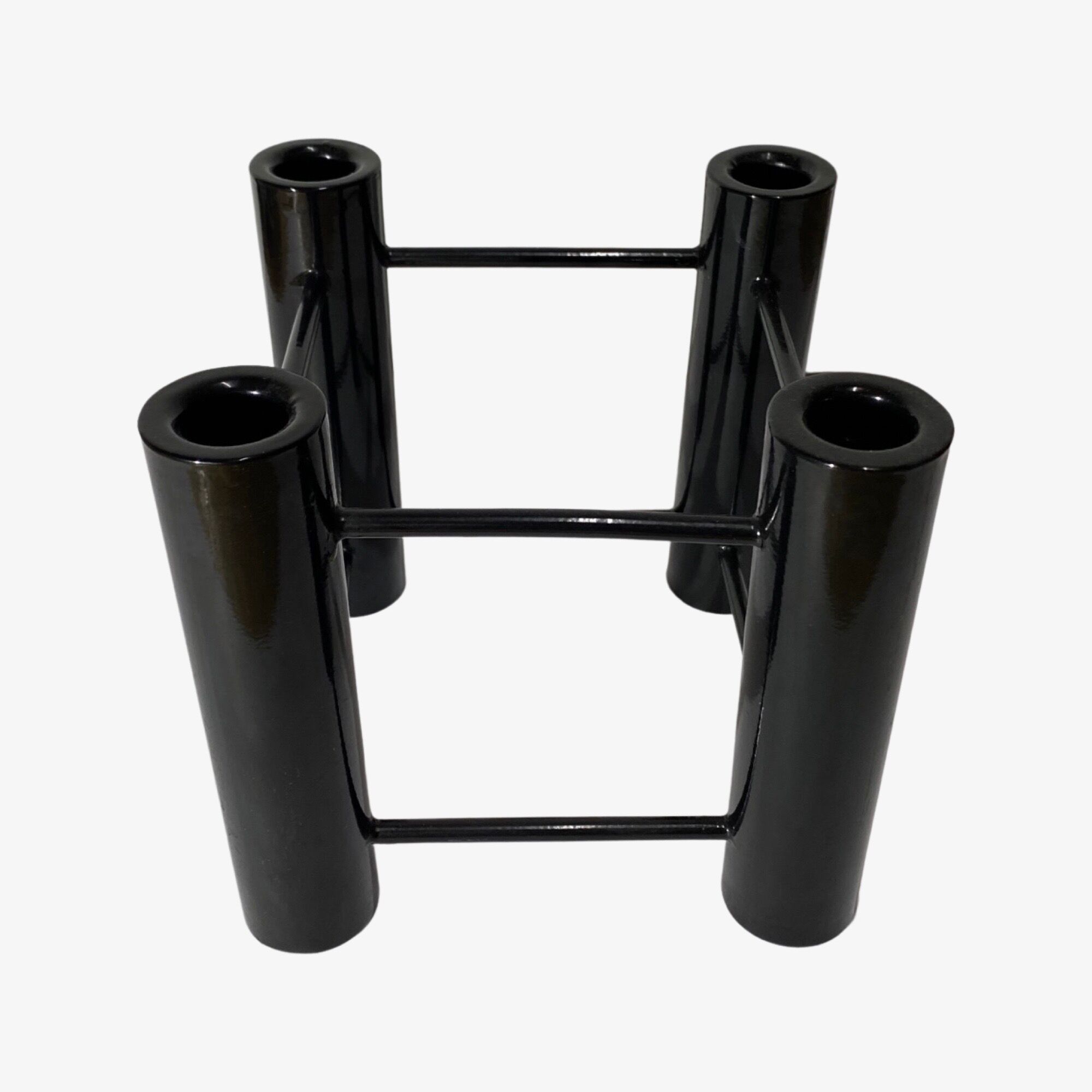 Black vintage candlestick holder from scandinavia | mid-century candleholder for high candles