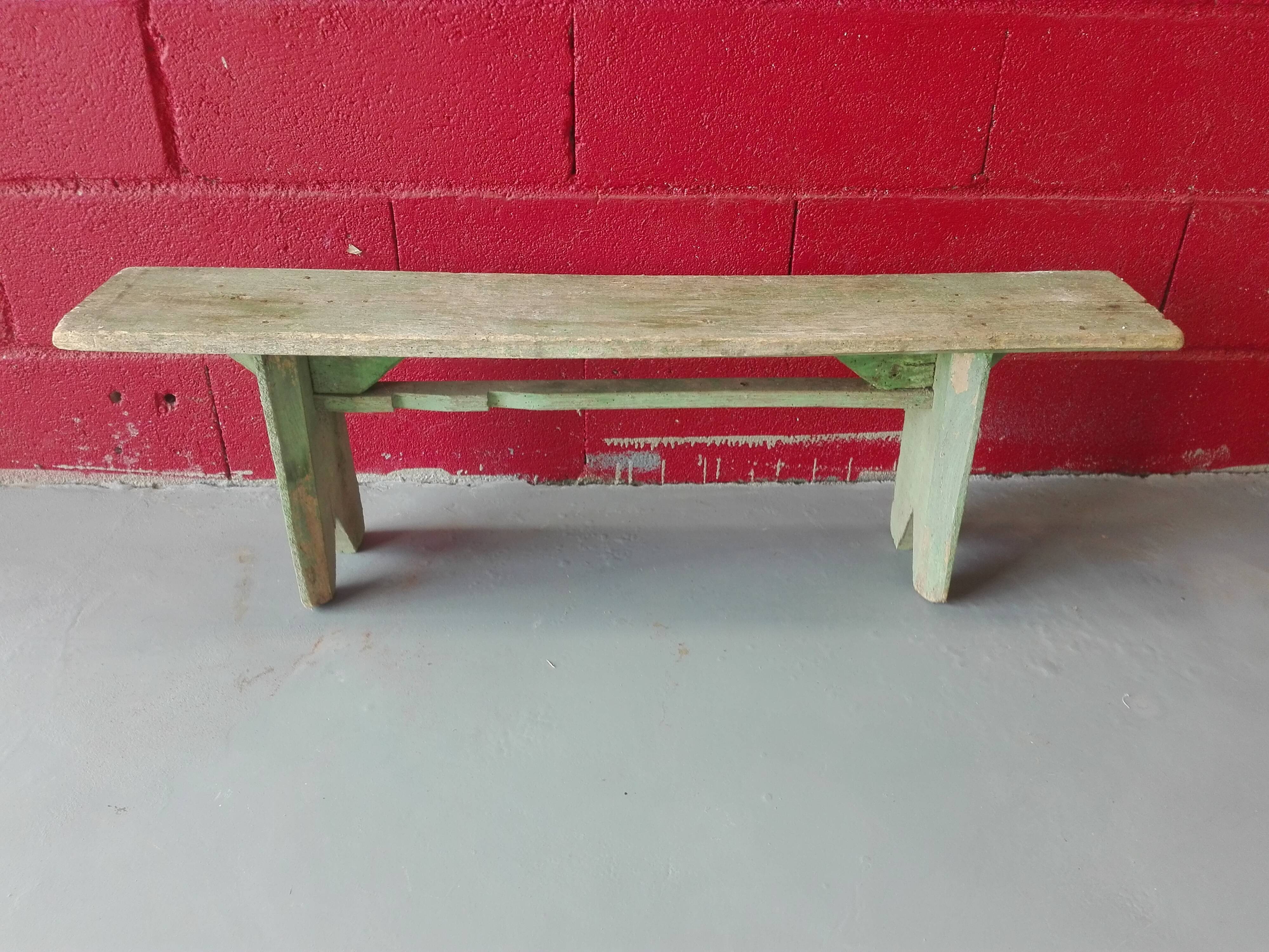 Original green patina bench